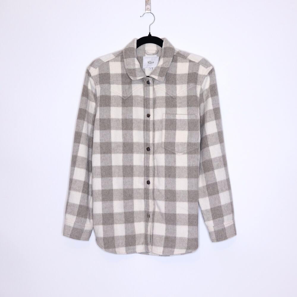 RAILS Tripp Shirt Jacket Ivory Rain Checkered Fleece Flannel Women's M
